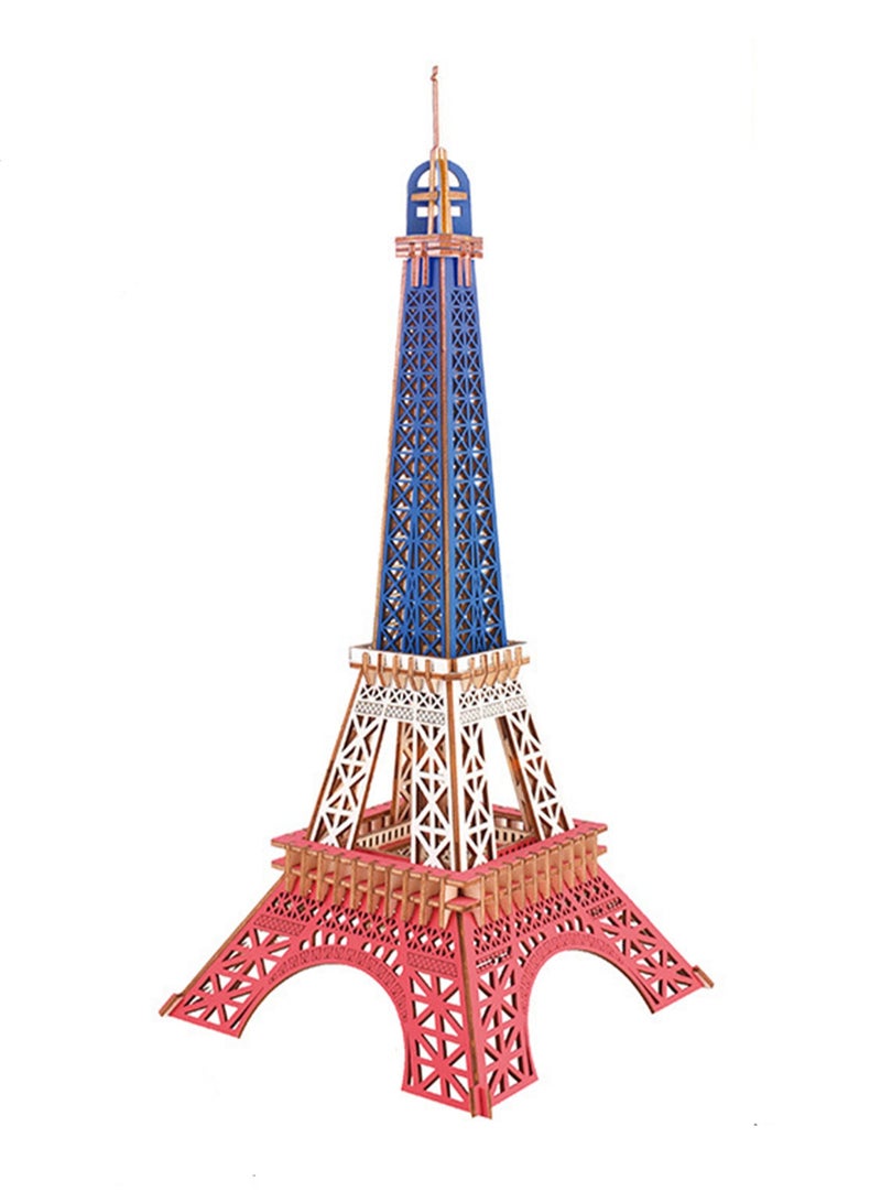 لعبة ألغاز تعليمية للأطفال ثلاثية الأبعاد مصنوعة يدويًا ذاتية التجميع (برج إيفل بثلاثة ألوان 96 قطعة) - Image 1